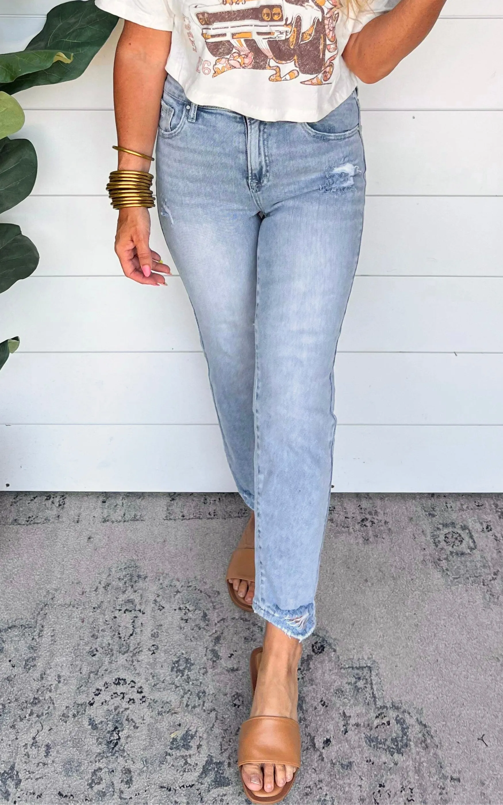 High Rise Slim Straight Denim Jean - Risen - Final Sale