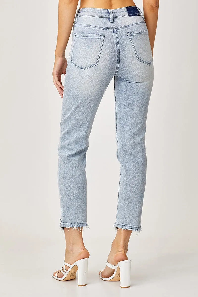High Rise Slim Straight Denim Jean - Risen - Final Sale