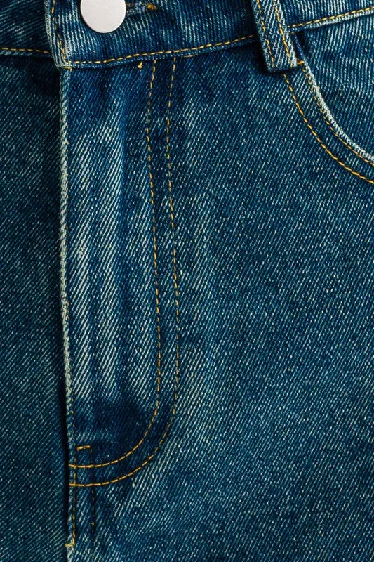 High-Waisted Med Length Denim Shorts