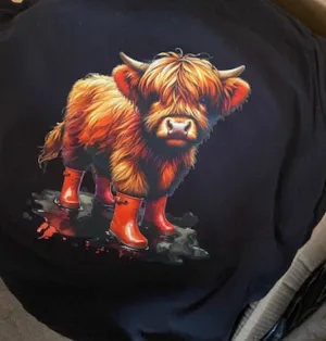 Highland Cow in wellies family adult shirts & Hoodies