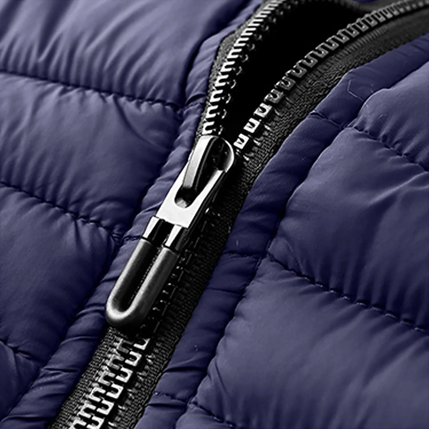 Hooded Winter Puffer Jackets for Men Lightweight Zipper Coat Warm Plus Size Down Quilted Jacket with Detachable Hood