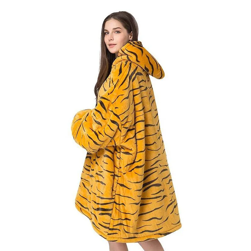 Hoodies Blankets Winter Fleece-Lined Thickened Lazy Blanket Casual