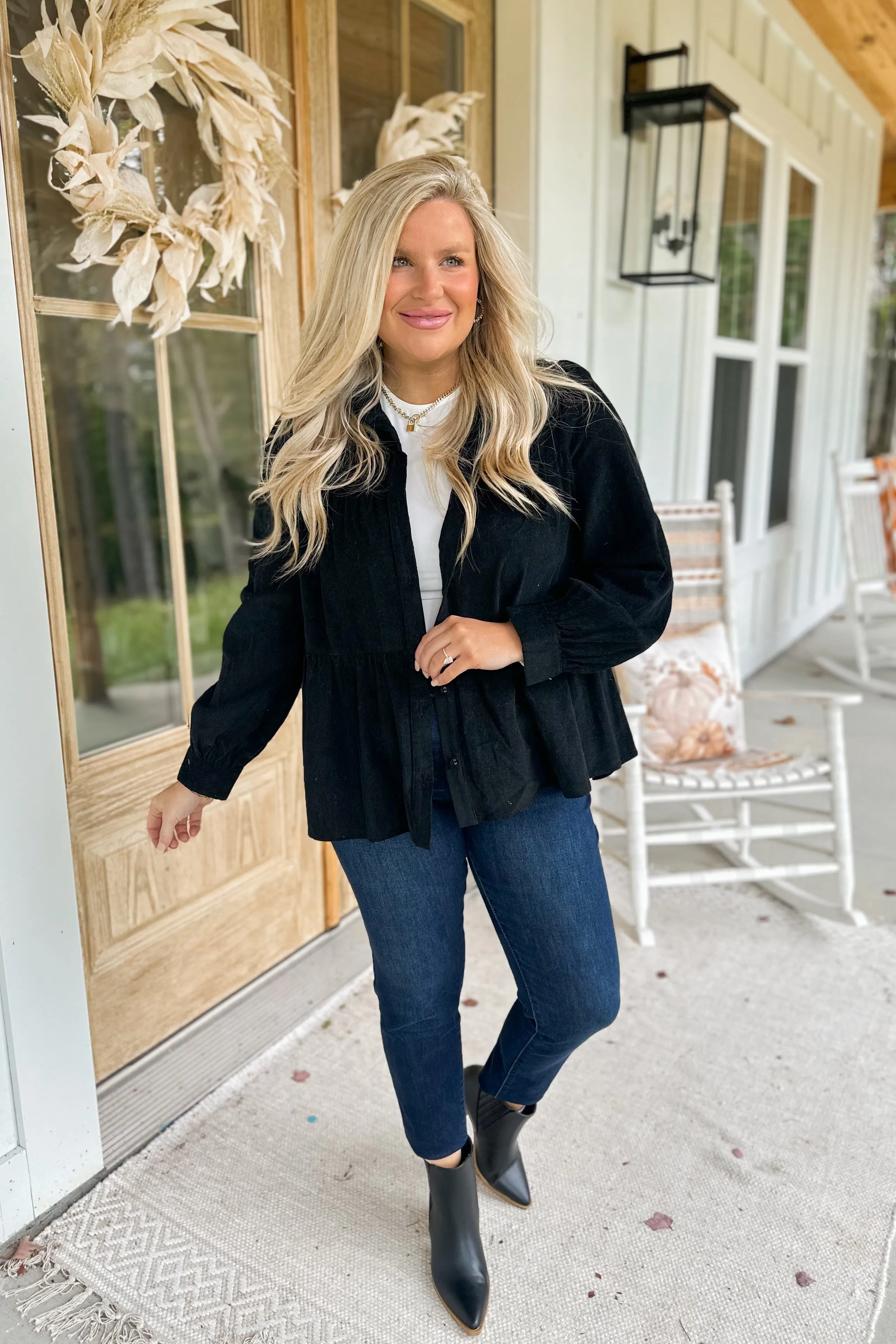 Horace Tiered Button Up Corduroy Top *FINAL SALE*