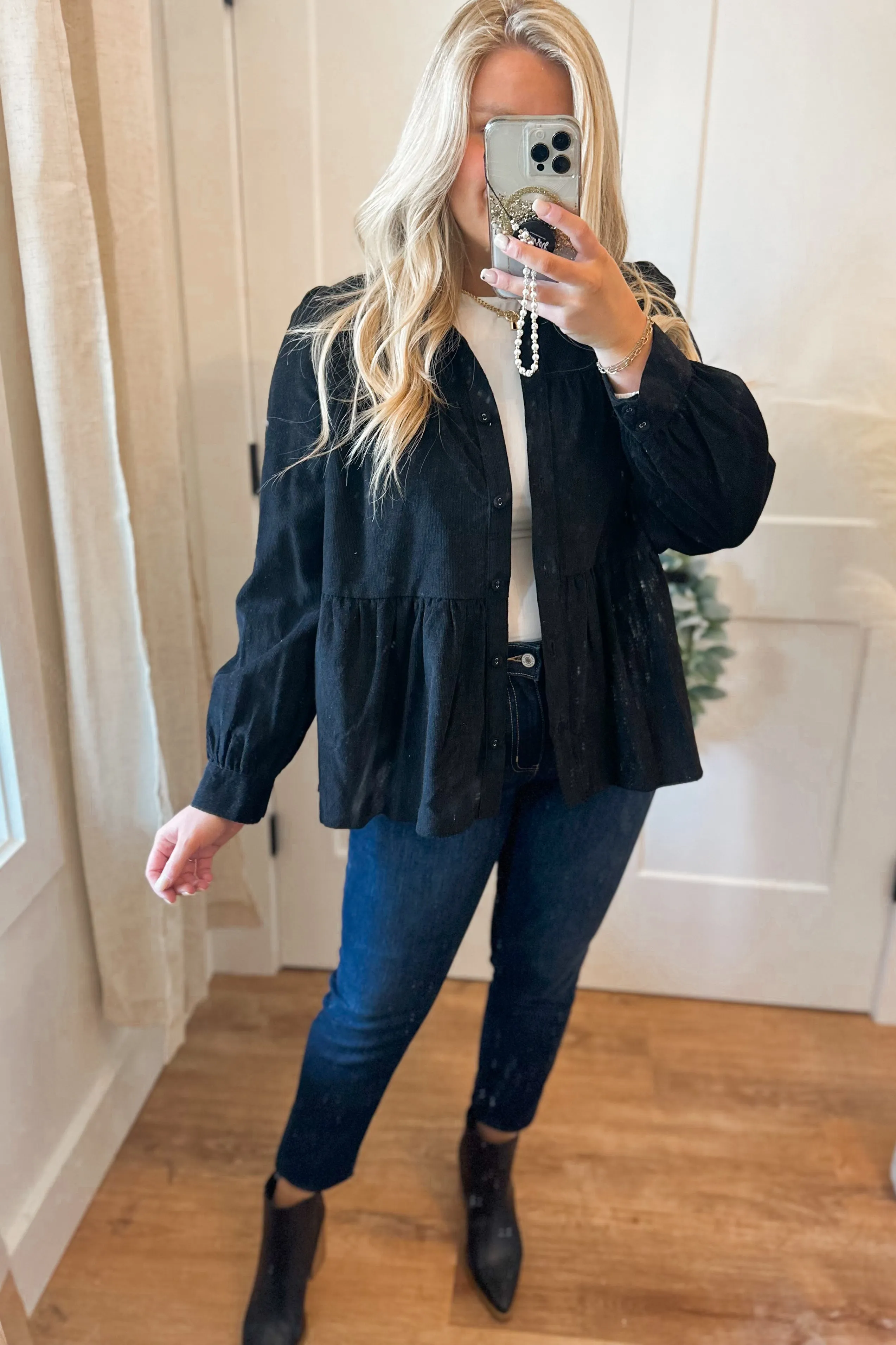Horace Tiered Button Up Corduroy Top *FINAL SALE*
