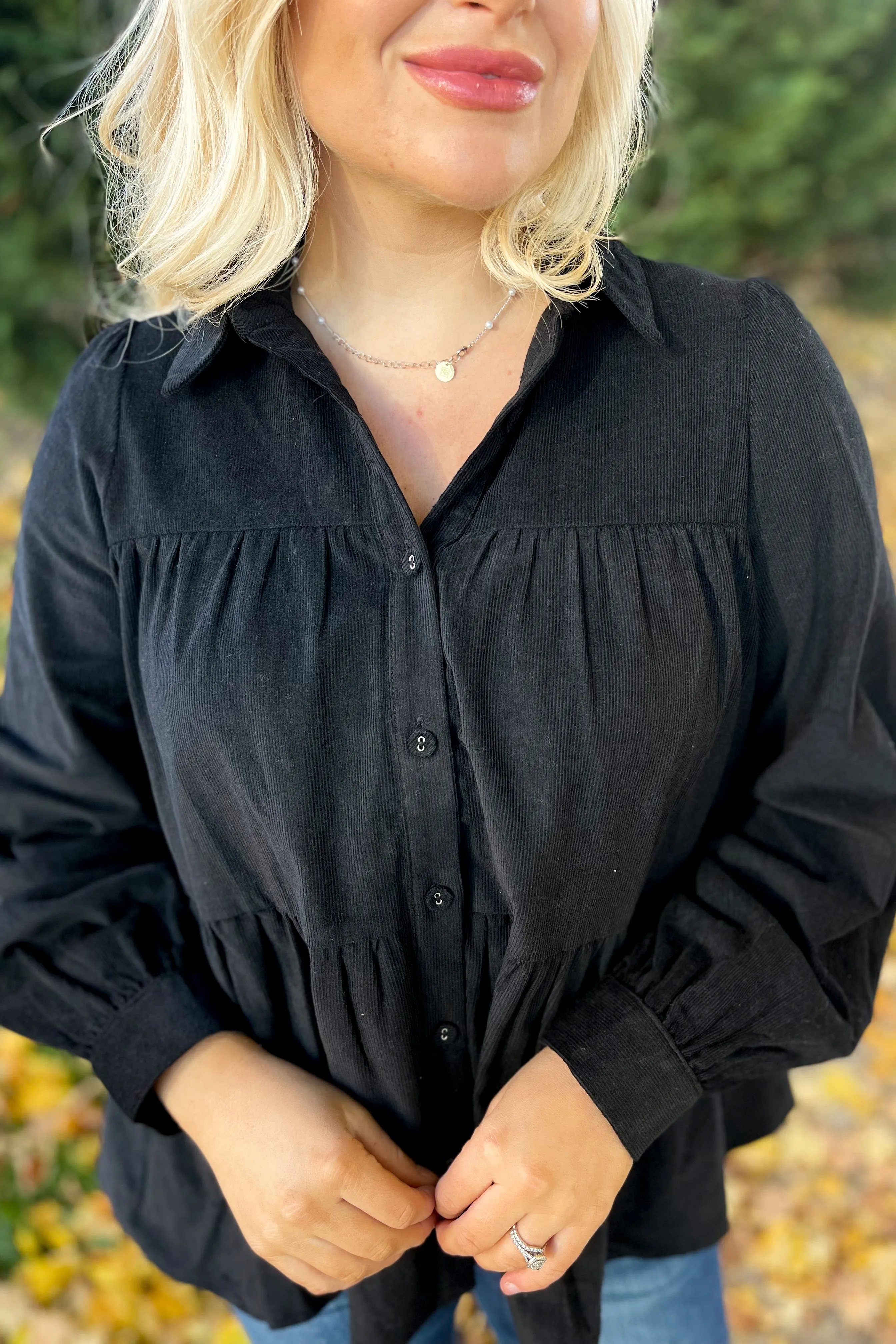 Horace Tiered Button Up Corduroy Top *FINAL SALE*