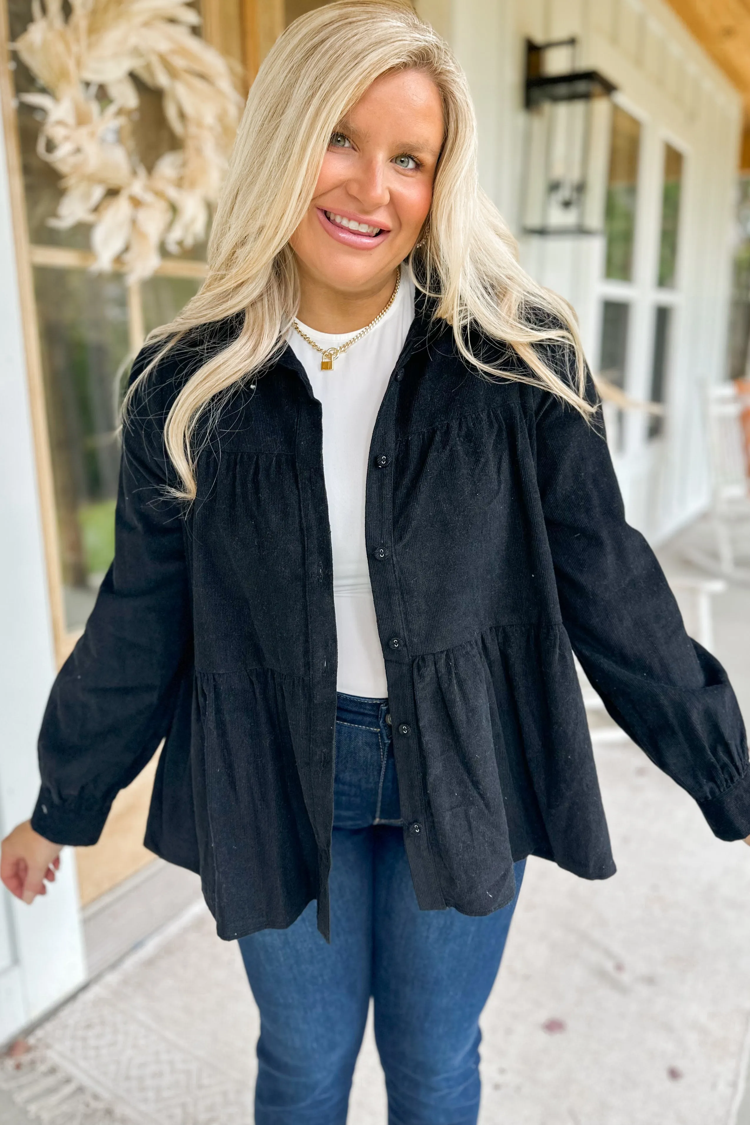 Horace Tiered Button Up Corduroy Top *FINAL SALE*