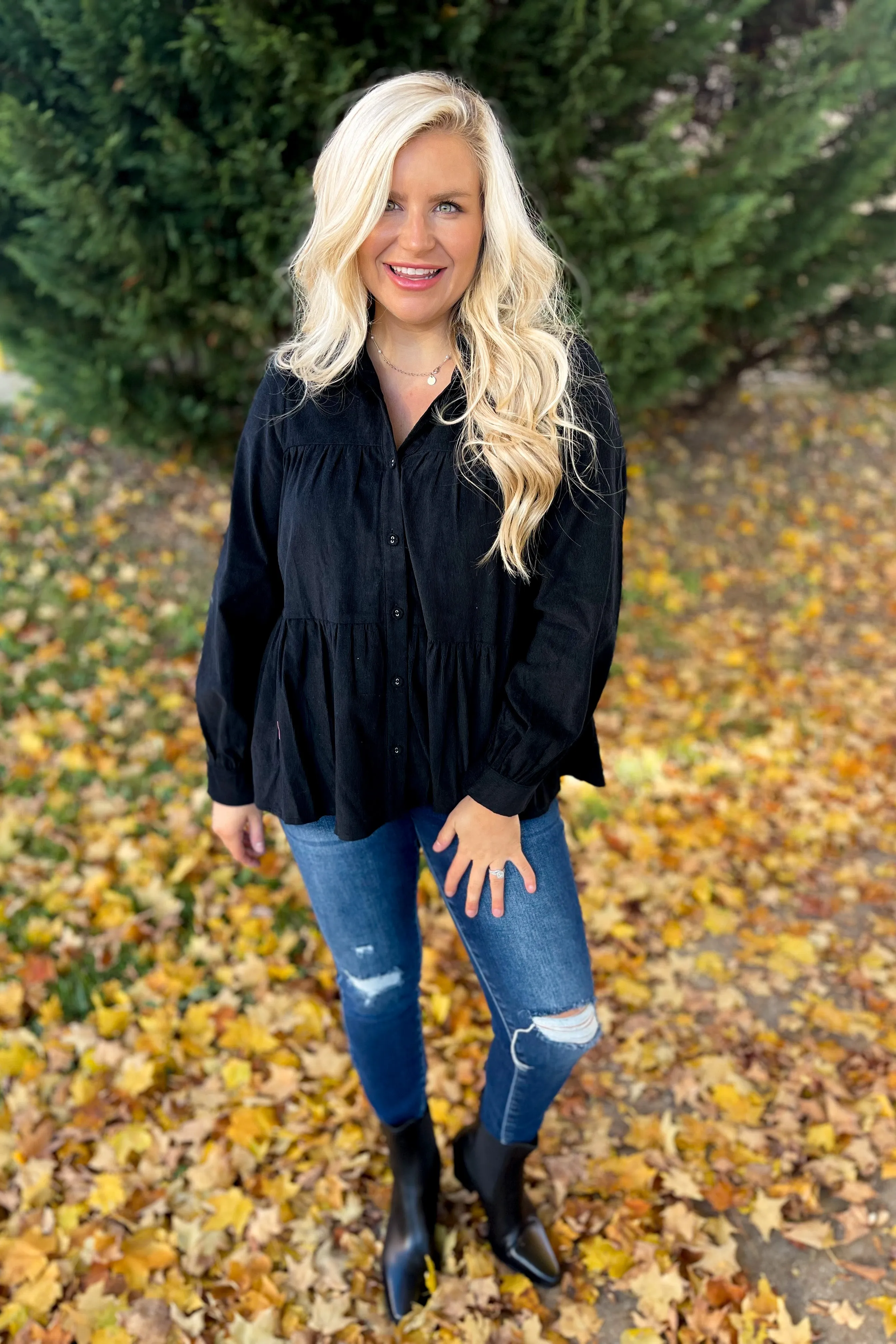 Horace Tiered Button Up Corduroy Top *FINAL SALE*