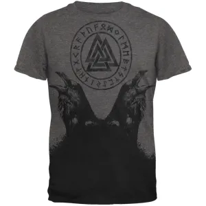 Huginn and Muninn Odin's Ravens All Over Dark Heather Soft Adult T-Shirt