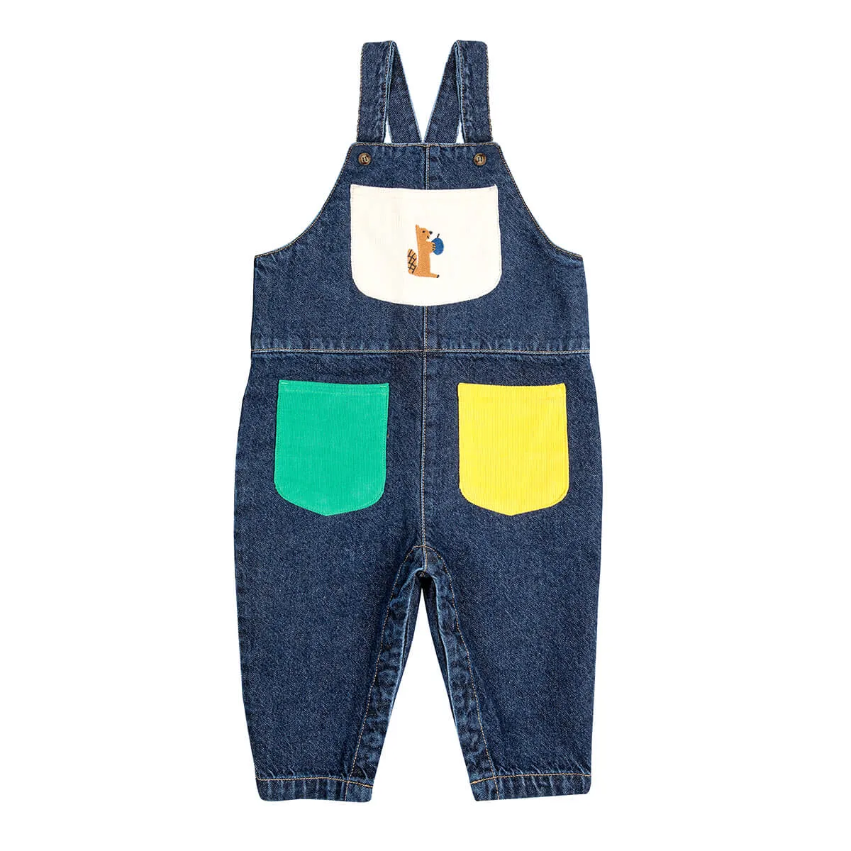 Hungry Squirrel Denim Baby Dungarees by Bobo Choses