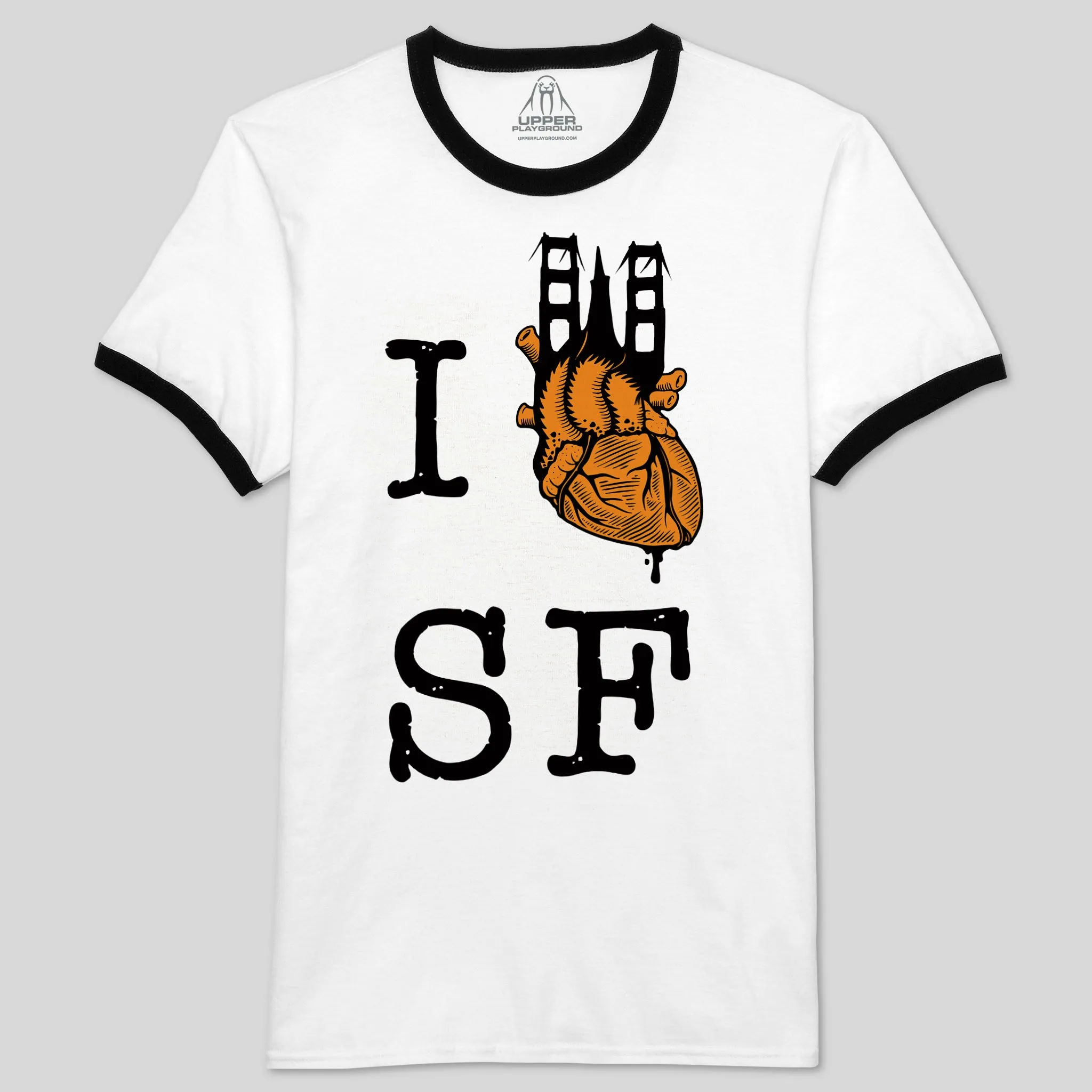 I HEART SF MEN'S RINGER TEE