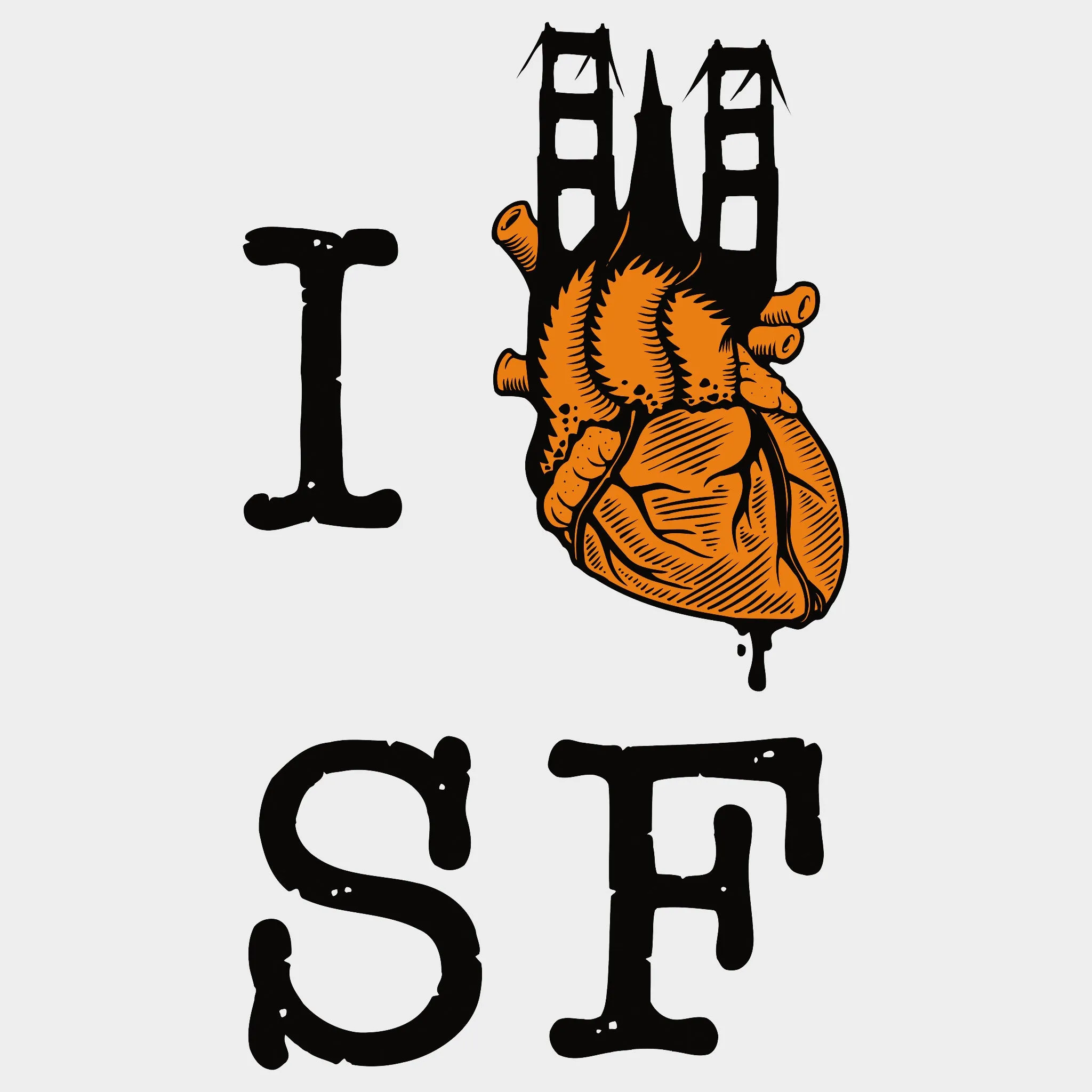I HEART SF MEN'S RINGER TEE