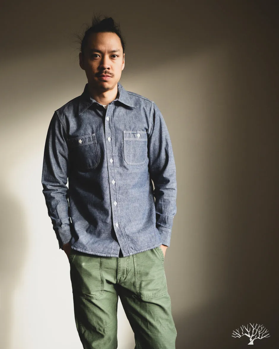 IHSH-21-BLU - 10oz Selvedge Chambray Work Shirt - Blue