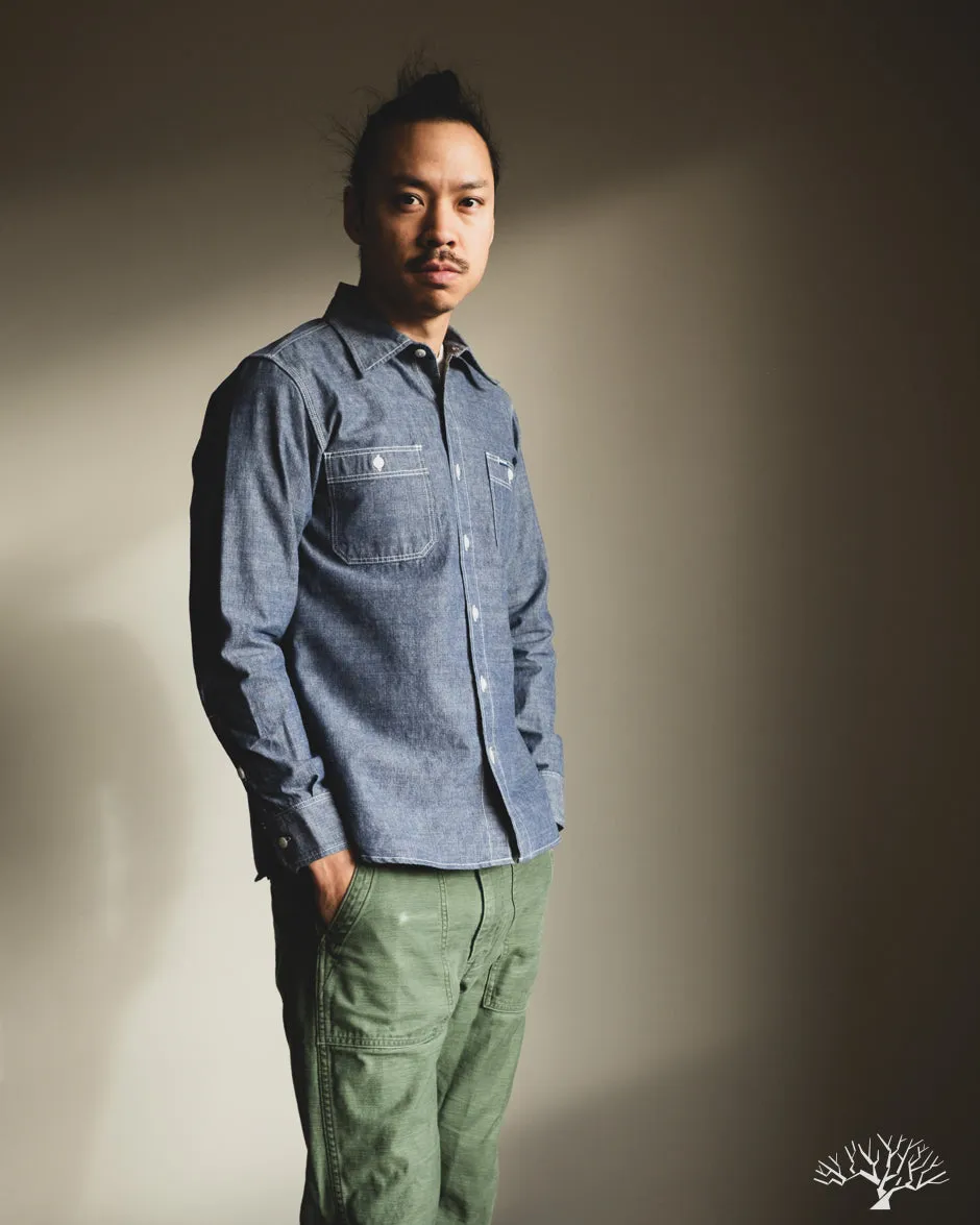 IHSH-21-BLU - 10oz Selvedge Chambray Work Shirt - Blue