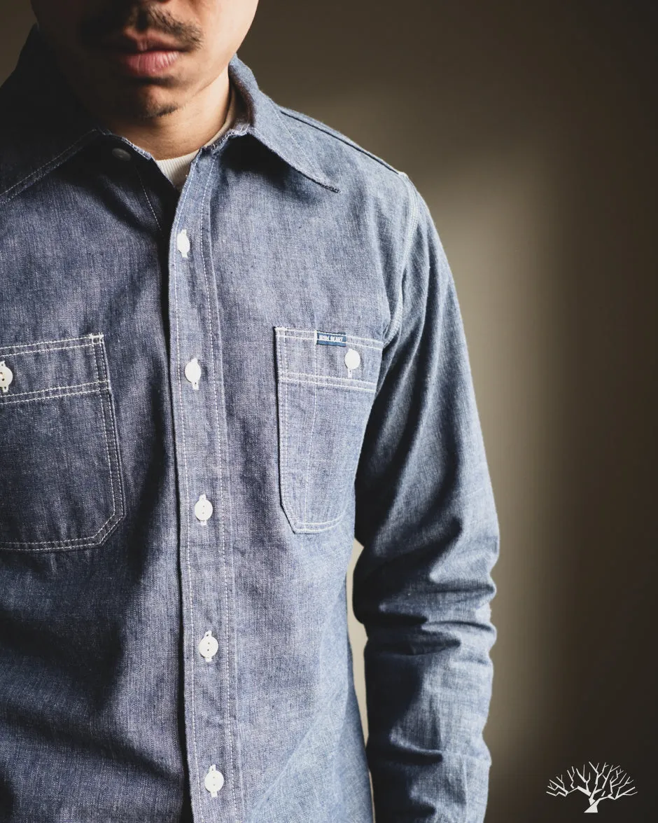 IHSH-21-BLU - 10oz Selvedge Chambray Work Shirt - Blue