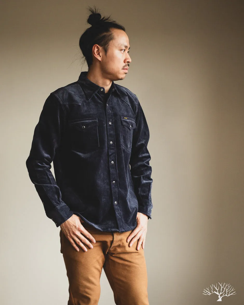 IHSH-398-NAV - 11oz Corduroy Western Shirt - Navy