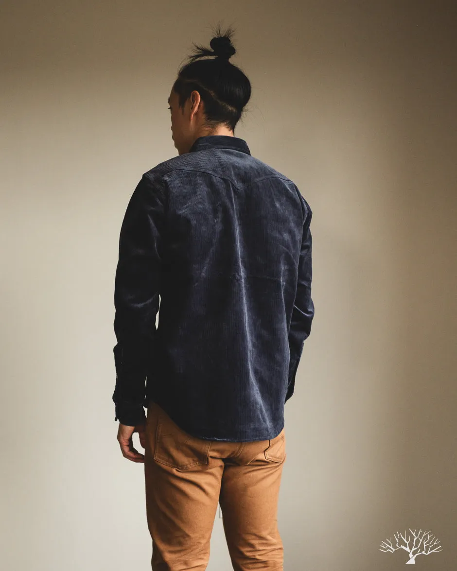 IHSH-398-NAV - 11oz Corduroy Western Shirt - Navy