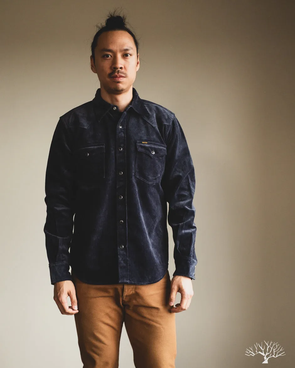 IHSH-398-NAV - 11oz Corduroy Western Shirt - Navy