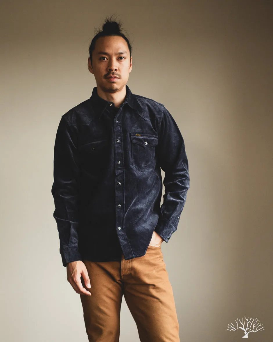 IHSH-398-NAV - 11oz Corduroy Western Shirt - Navy