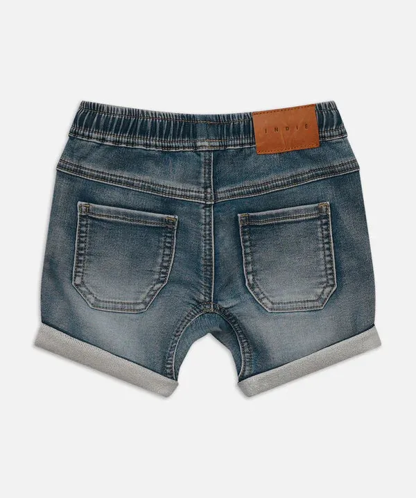 Indie Kids Arched Drifter Short (0-5) - LT Denim