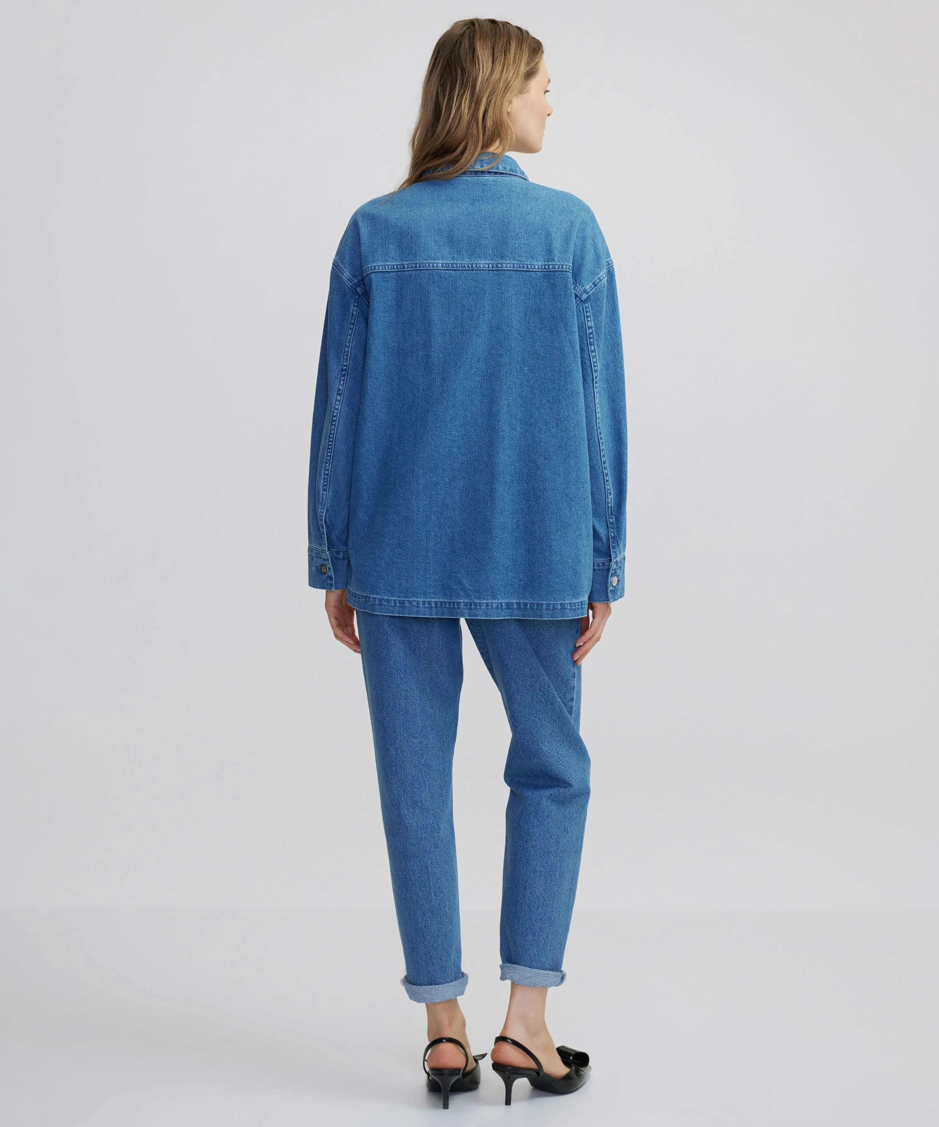 Ipekyol Denim Shirt With Monogram Embroidery Light Blue