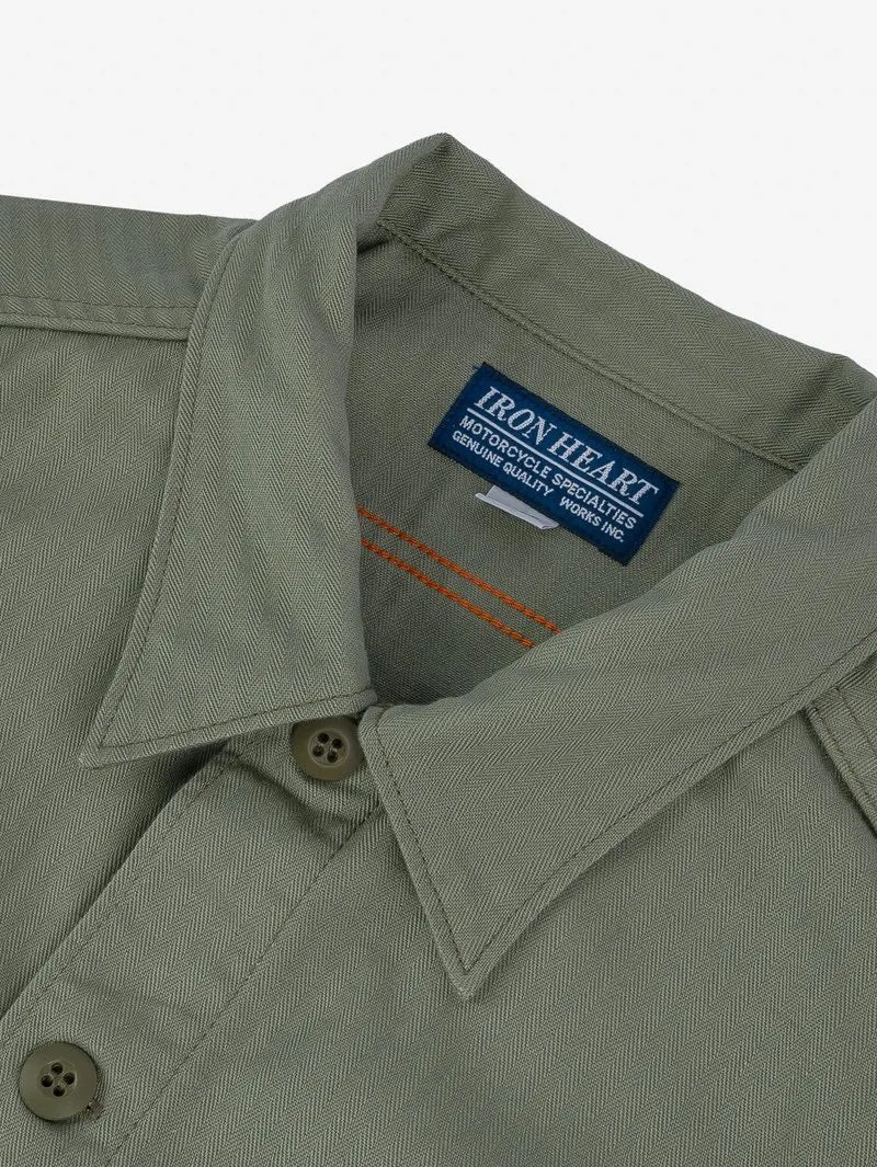 Iron Heart 9oz IHSH-385 Herringbone Military Shirt - Olive Drab Green