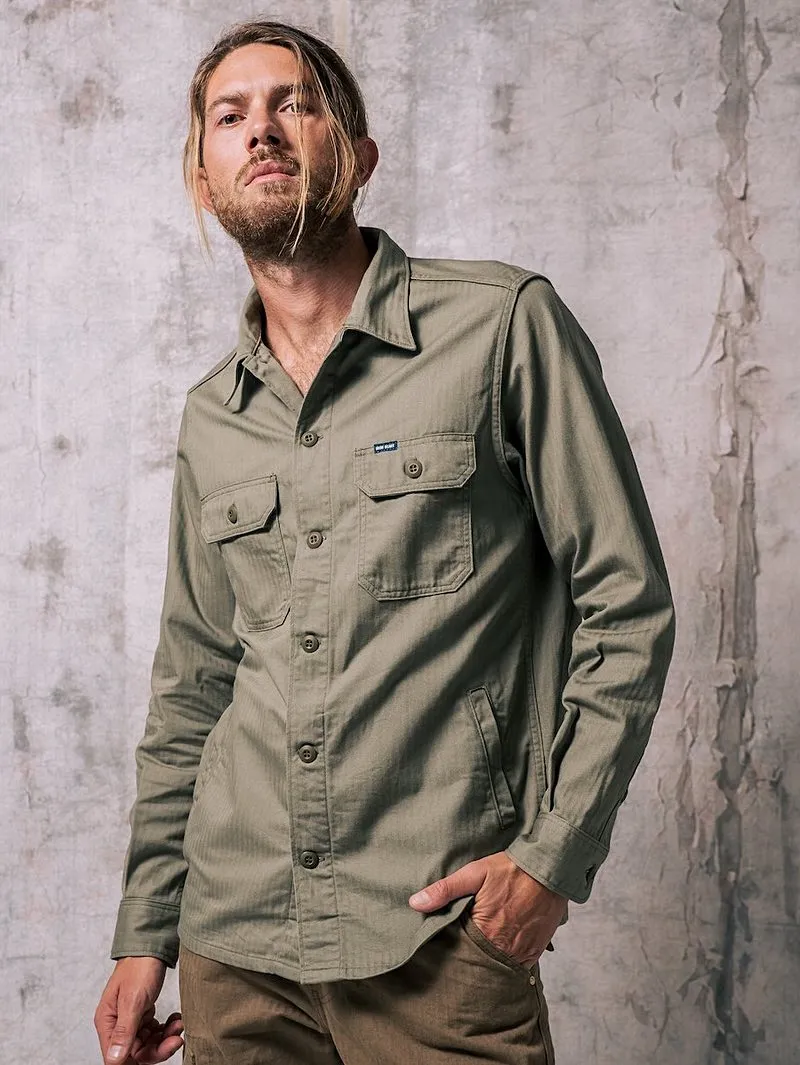 Iron Heart 9oz IHSH-385 Herringbone Military Shirt - Olive Drab Green