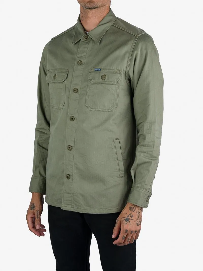 Iron Heart 9oz IHSH-385 Herringbone Military Shirt - Olive Drab Green