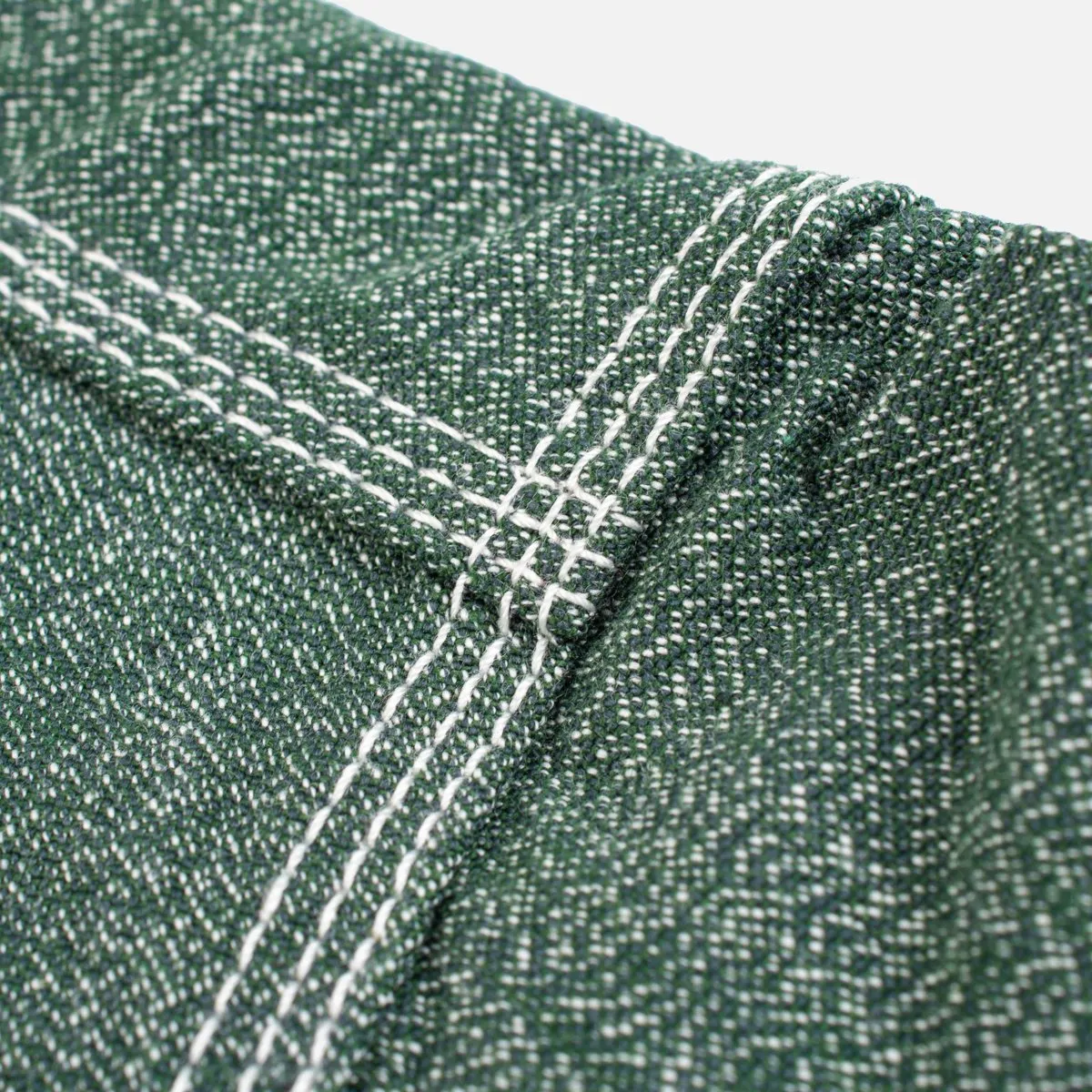 Iron Heart IH-290 Moc Twist Selvedge Chambray Work Shirt Green Salt and Jalapeno