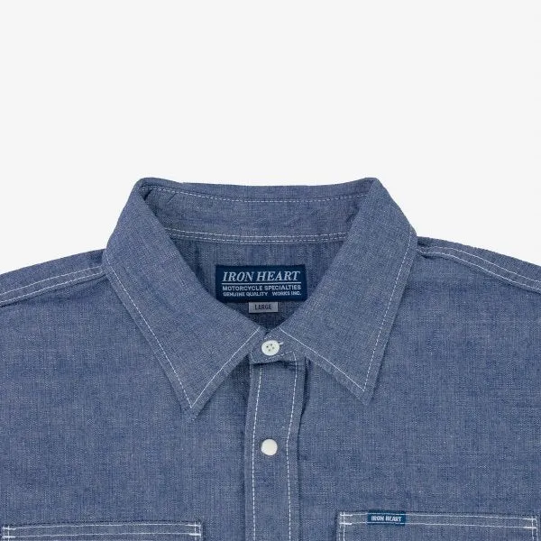 Iron Heart  IHSH-13 10oz Selvedge Chambray Single Yoke Western Shirt - Blue