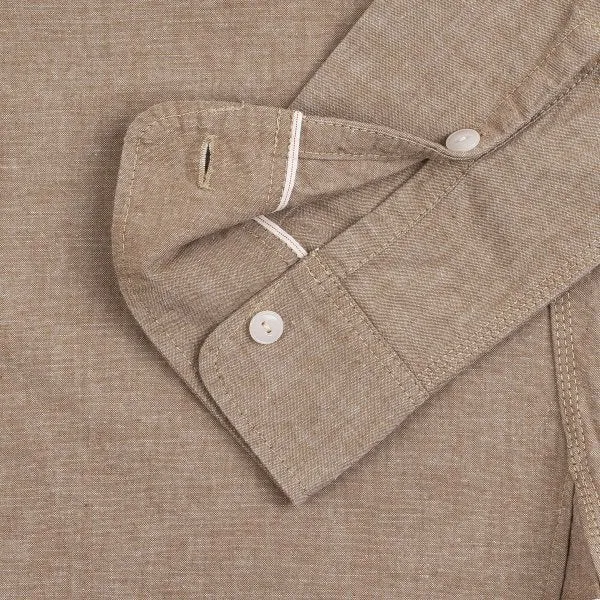 Iron Heart  IHSH-344 10oz Selvedge Chambray Work Shirt Khaki