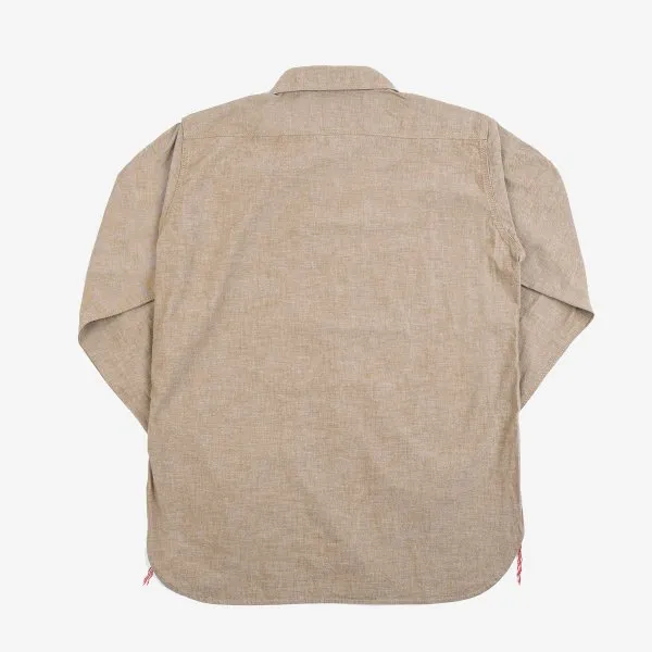 Iron Heart  IHSH-344 10oz Selvedge Chambray Work Shirt Khaki