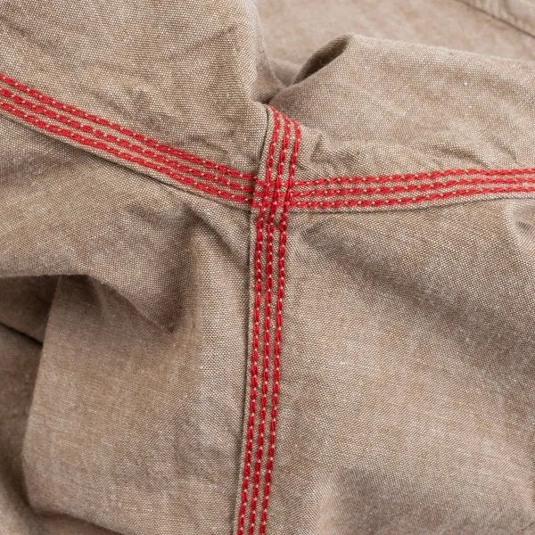 Iron Heart  IHSH-344 10oz Selvedge Chambray Work Shirt Khaki