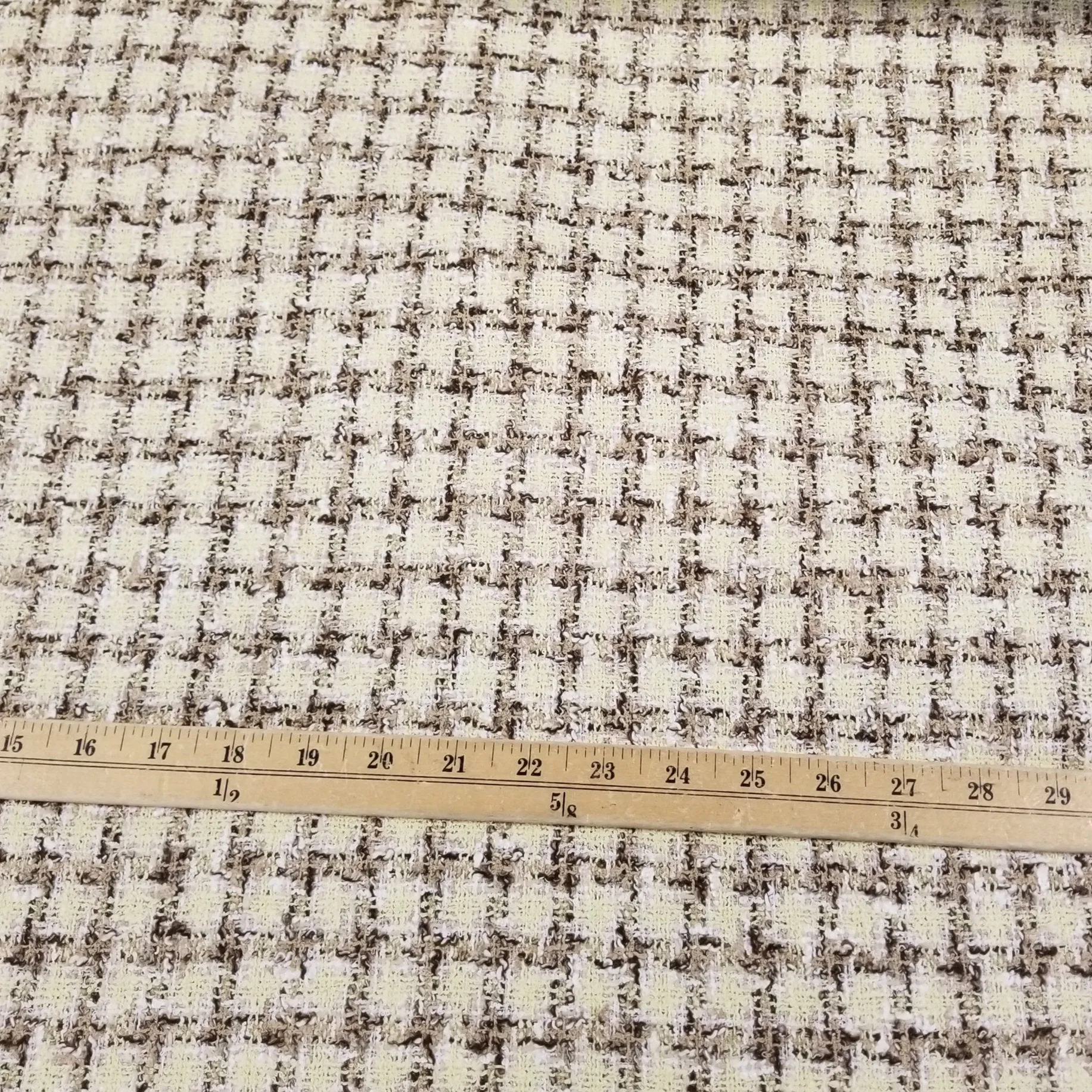 Italian Designer Deadstock Famous Maker Couture Wool Blend Banana Yellow Spring Check Tweed Fabric- by the yard
