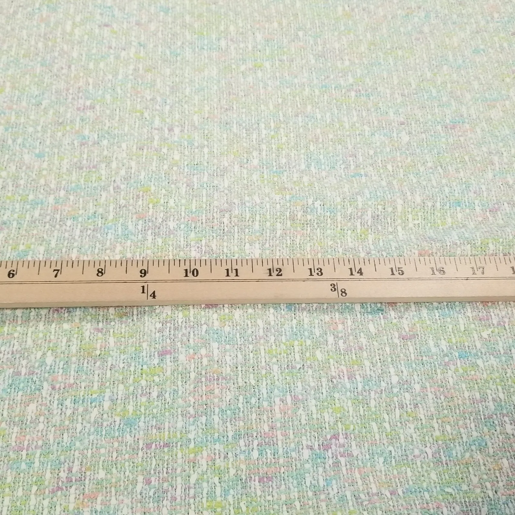 Italian Designer Deadstock Famous Maker Couture Wool Blend Spring/Summer Vibrant Pastel Tweed Fabric- by the yard
