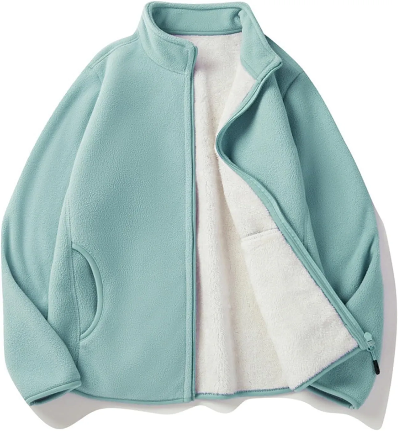 Jackets for Women Oversize Fuzzy Sherpa Jacket Zip Up Fleece Coat with Pocket Long Sleeve Coat Outwear Fall Loose Top