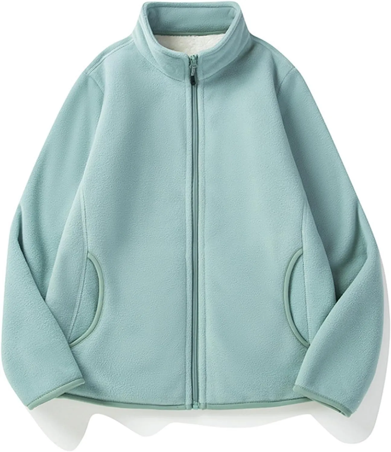 Jackets for Women Oversize Fuzzy Sherpa Jacket Zip Up Fleece Coat with Pocket Long Sleeve Coat Outwear Fall Loose Top