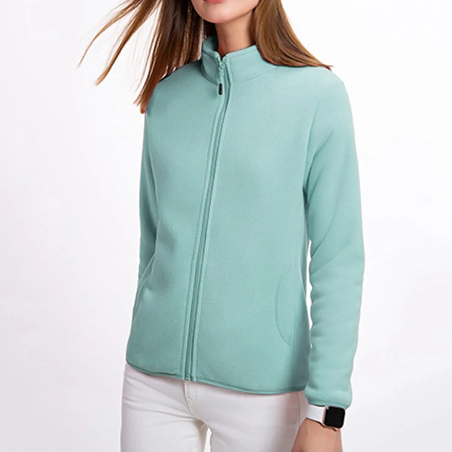 Jackets for Women Oversize Fuzzy Sherpa Jacket Zip Up Fleece Coat with Pocket Long Sleeve Coat Outwear Fall Loose Top