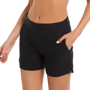 JAMfit Women's Chino Shorts - 4" Inseam, High Waisted, Elastic, Summer Casual Shorts with 2 Front Pockets