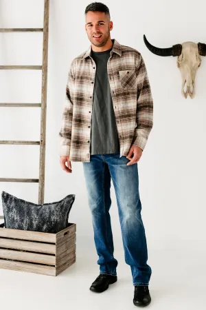 Jayden Brushed Flannel Top (Brown/Cream)