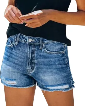 Jean Shorts for Women Casual Summer Frayed Denim Shorts High Waisted Distressed Ripped Jean Shorts Trendy Cut Off Shorts