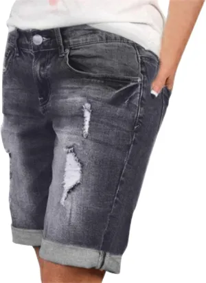 Jean Shorts Womens Stretchy High Waisted Ripped Denim Shorts Casual Trendy Distressed Cut Off Shorts Bermuda Biker Shorts