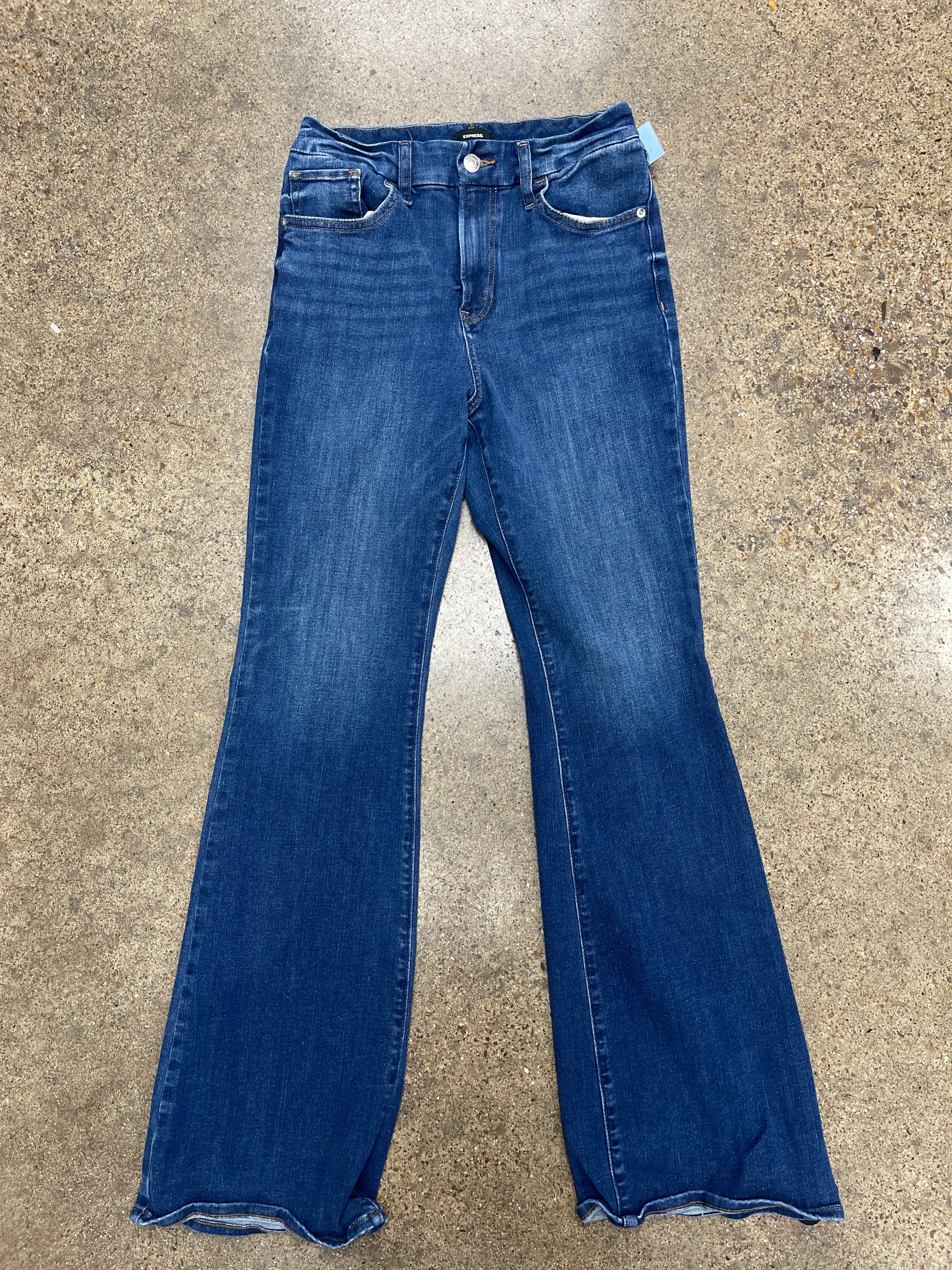 Jeans Flared By Express In Blue Denim, Size:M