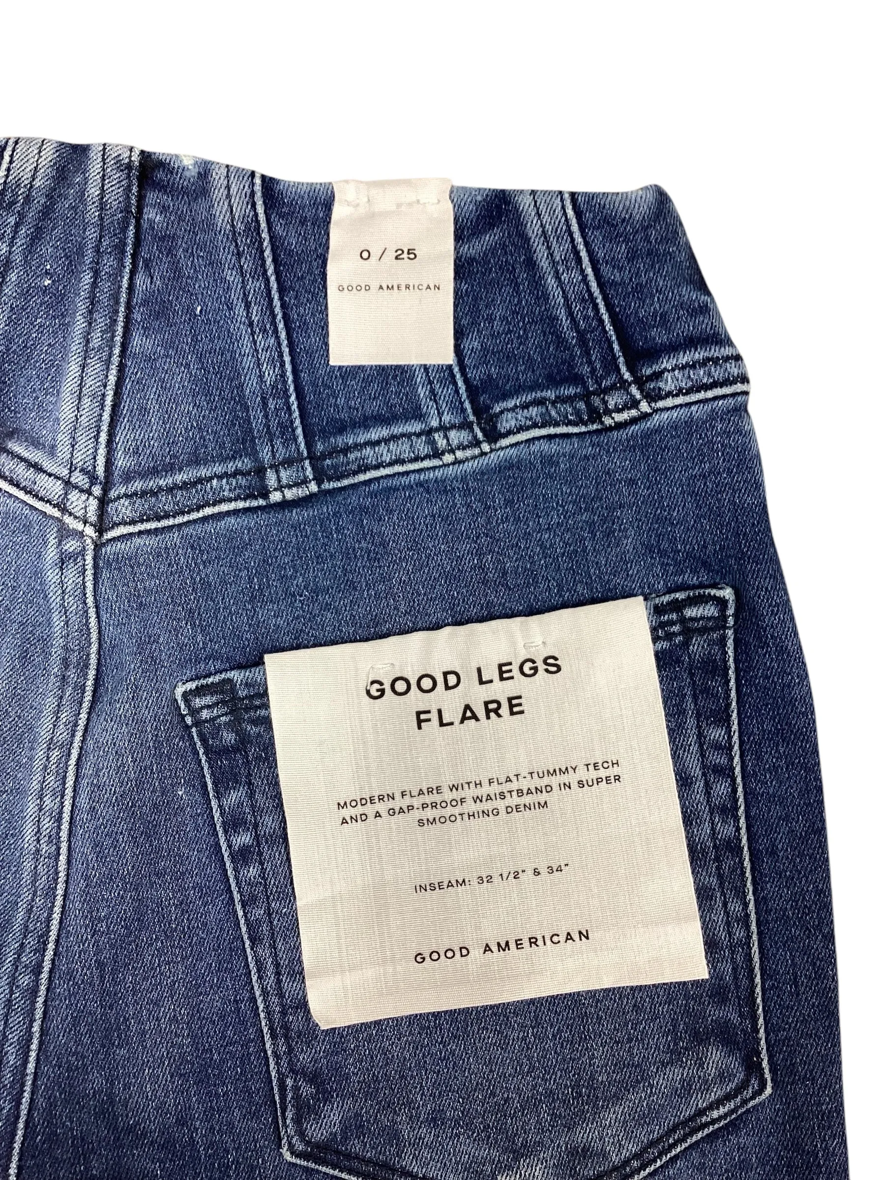 Jeans Flared By Good American In Blue Denim, Size: 0