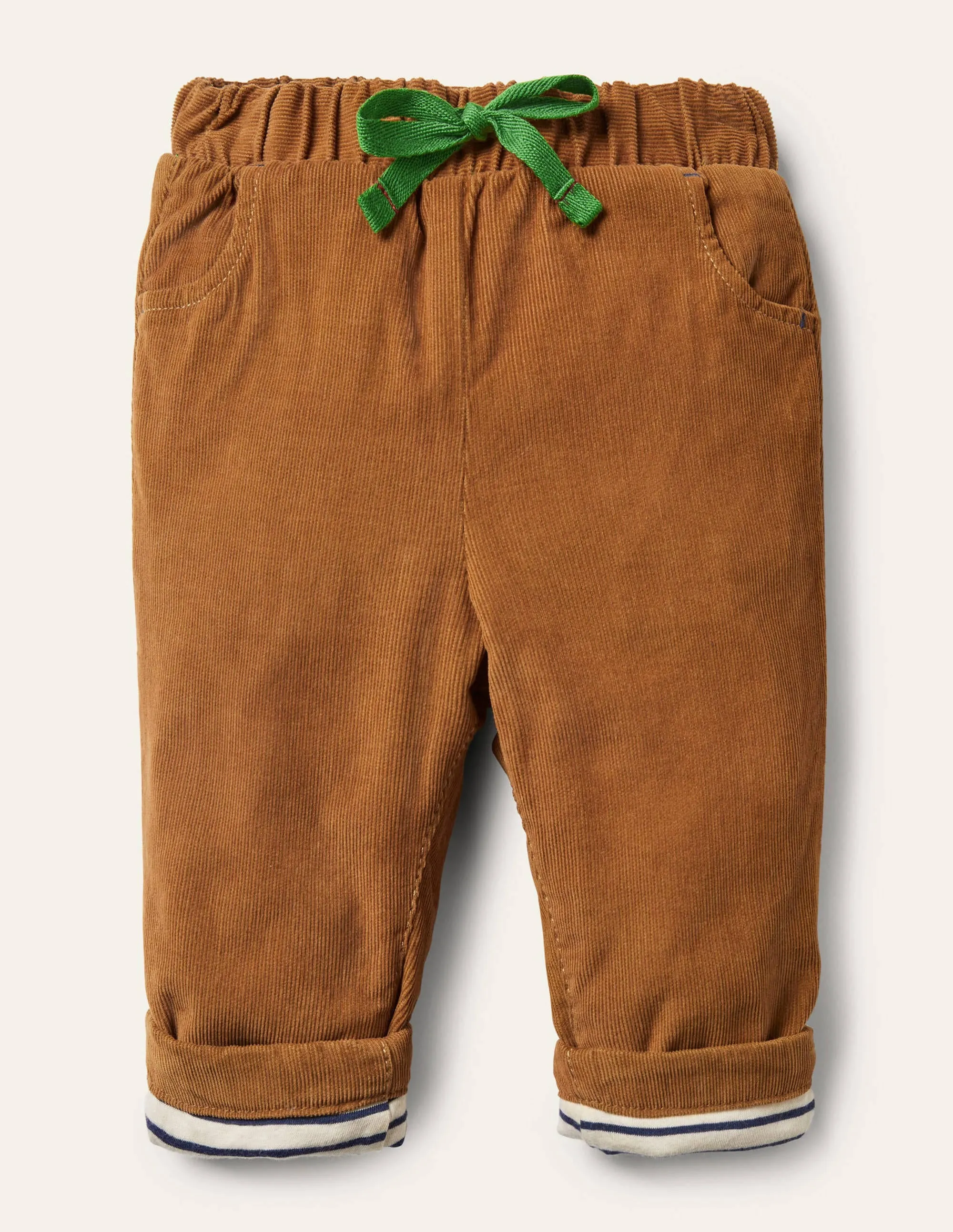 Jersey-lined Cord Trousers-Butterscotch Brown