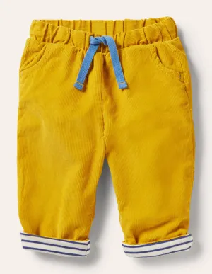 Jersey-lined Cord Trousers-Honeycomb Yellow