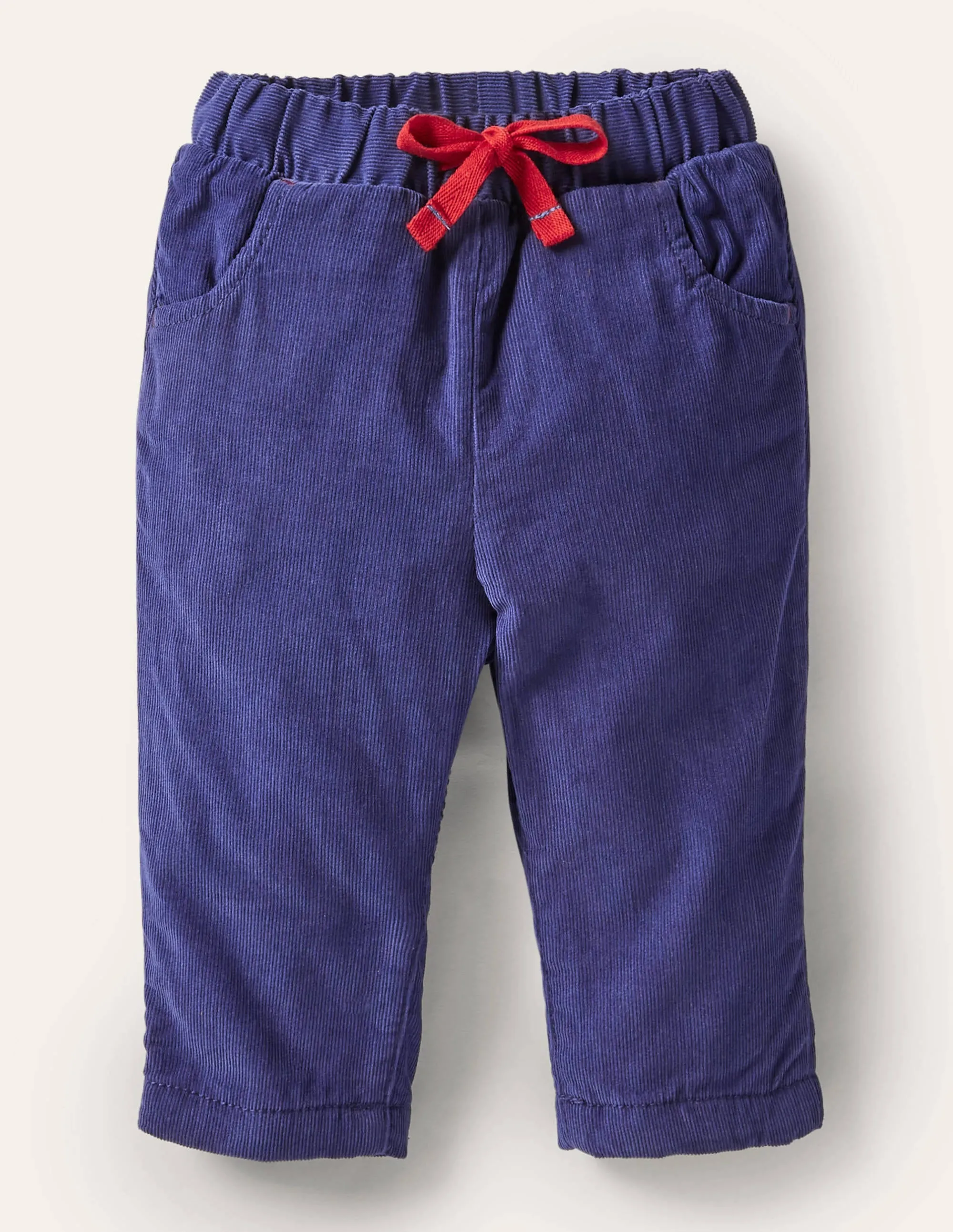 Jersey-lined Cord Trousers-Starboard Blue
