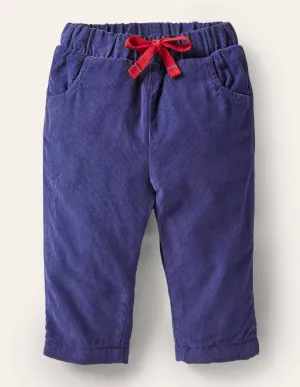 Jersey-lined Cord Trousers-Starboard Blue