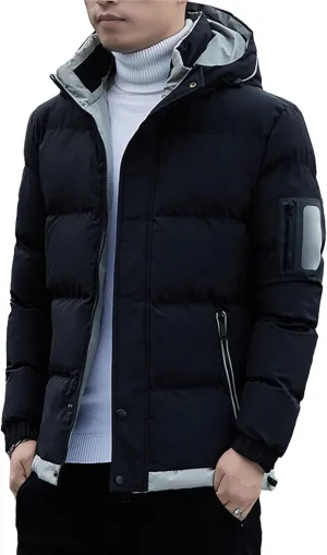 JEShifangjiusu Men Puffer Jacket Waterproof Winter Parka Jacket Warm Thicken Ski Coat Cotton Down Jackets Outerwear With Hood