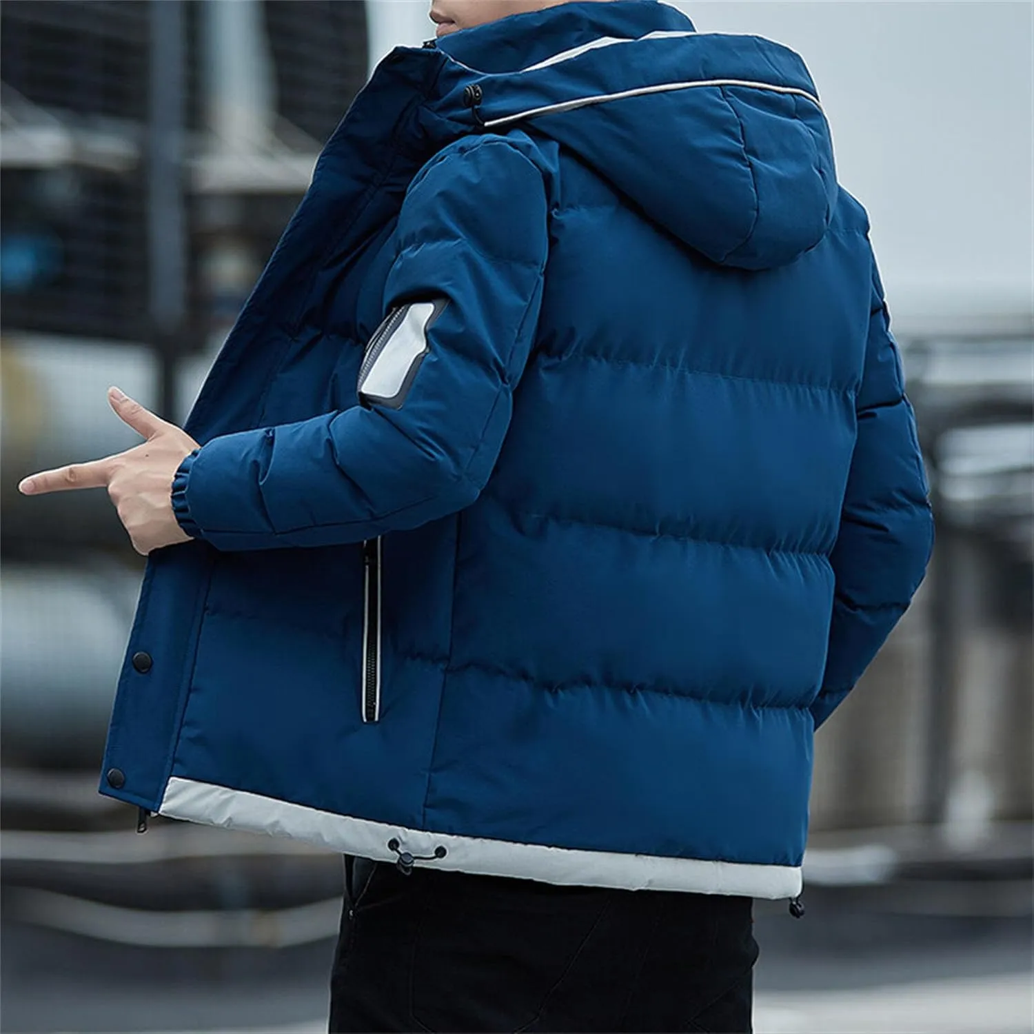 JEShifangjiusu Men Puffer Jacket Waterproof Winter Parka Jacket Warm Thicken Ski Coat Cotton Down Jackets Outerwear With Hood