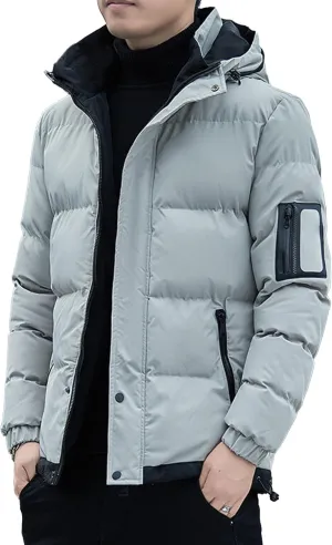 JEShifangjiusu Men Puffer Jacket Waterproof Winter Parka Jacket Warm Thicken Ski Coat Cotton Down Jackets Outerwear With Hood